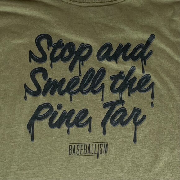 Baseballism Green Stop And Smell The Pine Tar Short Sleeve Shirt Mens 2XL - Picture 5 of 5